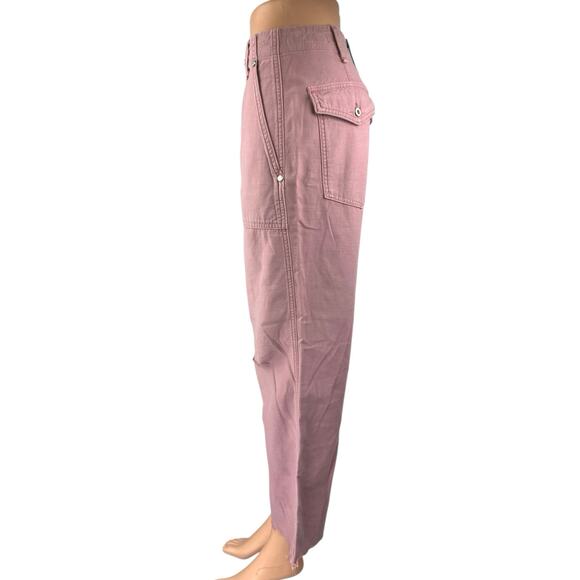 Rag & Bone Women's Pink High Waisted Distressed Trousers Wide Leg Pants Size 25 - Picture 2 of 5